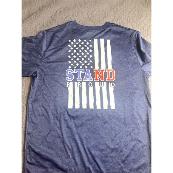 American Legends Stand Proud American Flag Navy Blue Black T-Shirt SZ L Unisex - Picture 2 of 7